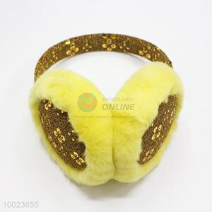 Good quality  winter warm yellow paillette earmuff