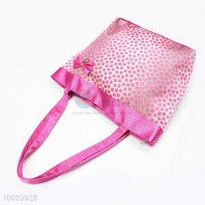 Pink Dotted Bowknot Decorated Satin Single-shoulder Bag