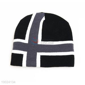 <em>Flag</em> Pattern Black Beanie Cap/Knitted Hat for Winter