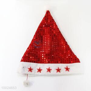 High Quality Paillette Christmas Hat with Light