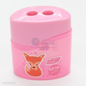 Low price double holes pink plastic pencil sharpener