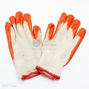 Orange Cotton Knitted Protection Gloves