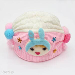 High quality pink cute knitted children hat