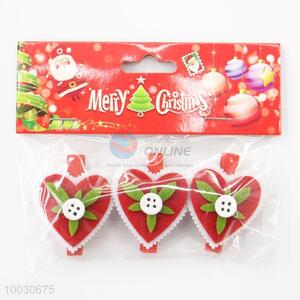 Red heart shaped party decoration wooden clips