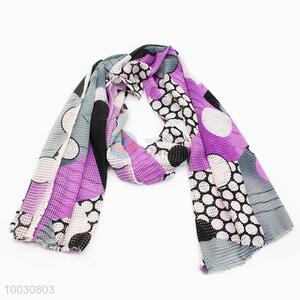 Wholesale Cheap Price Purple Dots Dacron and Spandex <em>Scarf</em>