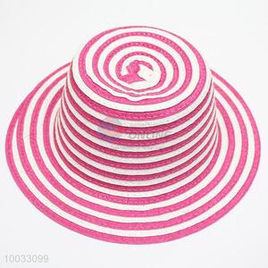 Striped Double-color Lady Woven Hat