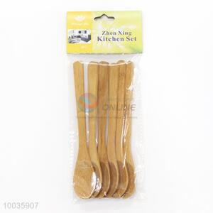 6 Pieces Long Handle Classic Bamboo <em>Spoon</em>