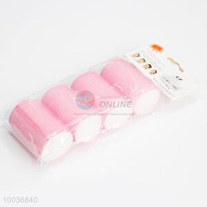 4pcs Pink Plastic Hair Rollers Set