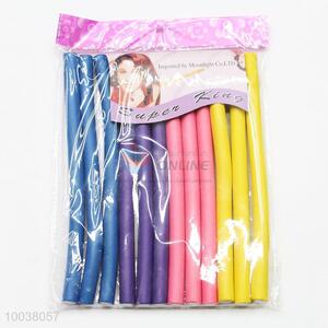 4colors 12pcs/bag rubber bendy hair rollers