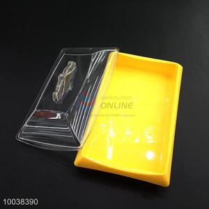 Rectangle yellow acrylic  cake/dessert/fruit plate with transparent cover
