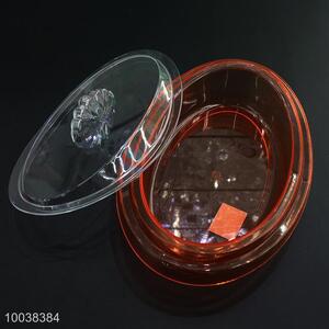 Oval orange acrylic cake/dessert/fruit plate with cover