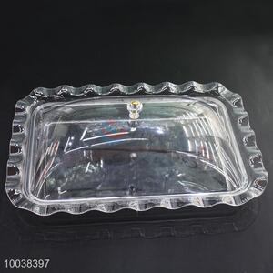 Transparentacrylic rectangle cake/dessert plate with wavy edge&cover for wedding