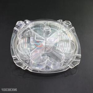 Hot sale transparent acrylic heart shaped 4-grid fruit plate with cover