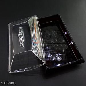 Wholesale rectangle black acrylic  cake/dessert/fruit plate with transparent cover
