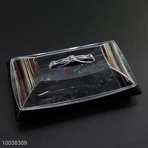 Rectangle black acrylic  cake/dessert/fruit plate with transparent cover