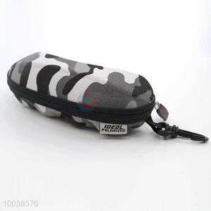 Black-white camouflage eye glasses/sunglasses case with zipper&hook