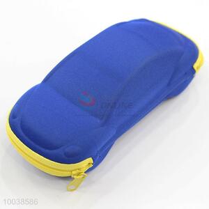 Car shaped blue eye glasses case with zipper