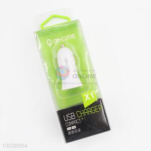 1A Mini White Color PC Car USB Charger