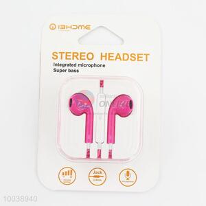 Pink super bass integrated microphone stereo headset for girls