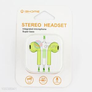Sweety green super bass integrated microphone stereo headset