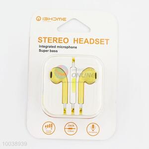 Yellow super bass integrated microphone stereo headset as gift