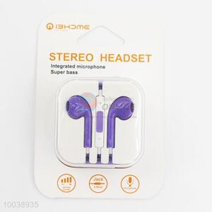 Fashion purple super bass integrated microphone stereo headset