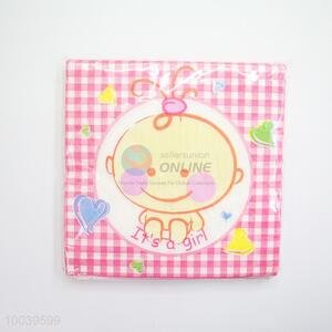 Little Girl Pink Check Pattern Square <em>Napkin</em>