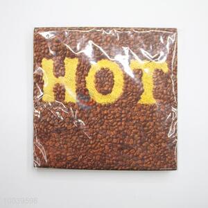 Yellow Hot Coffee Bean Pattern Square <em>Napkin</em>