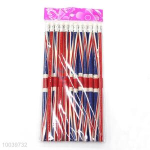 12pcs/set <em>flag</em> pattern wooden color pencil pen for students