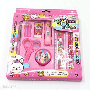 12pcs/set pink <em>stationery</em> set pencil pen/eraser/scissor/ruler