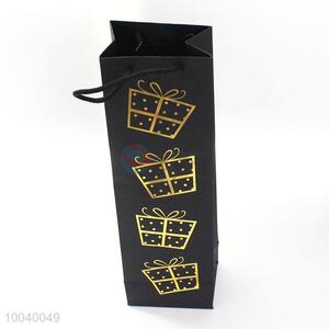32*12*9 Paper three style black cardboard  single bottle wine bag