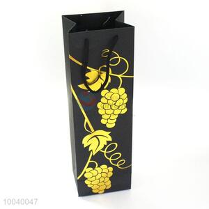 32*12*9 Paper three style black cardboard wine bag single bottle with printed grape shape