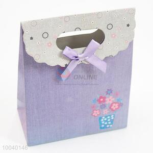 12.5*6*16.5cm New Design Light Purple Gift Bag with Floral Pattern for Package