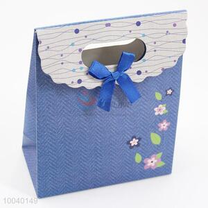 12.5*6*16.5cm New Design Blue Gift Bag with Floral Pattern for Package