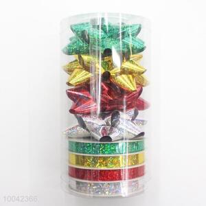 New Design 4 Colourful Star Bows and 4 Rolls of Ribbon for Gift Package