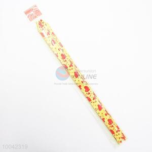 1.8*34MM Beautiful Yellow Gift Ribbon, Pull Bow with Red Hearts Pattern