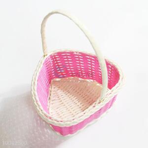 Small size pink heart shape flower storage basket with handle