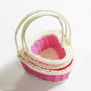 3pcs/set pink heart shape gift flower basket with handle