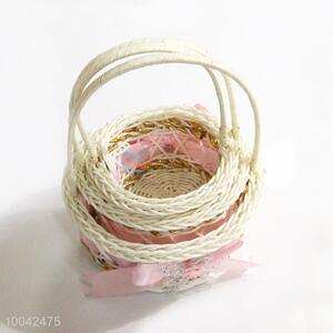 3pcs/set PU material pink braided storage baskets/gift basket