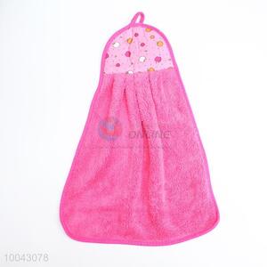 Pink microfiber printed hand towel for home kitchen and restaurant
