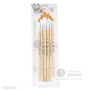 5Pieces/Set Pointed Yellow Head Artist <em>Paintbrush</em> with Long Wooden Handle