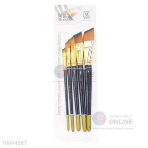 High Quality Student <em>Paintbrush</em> Woodlen Handle Artist Oil <em>Paintbrush</em> with Flat Head, 5Pieces/Set