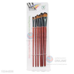 6Pieces/Set Flat Head Professional Artist <em>Paintbrush</em> with Purplish Red Wooden Handle