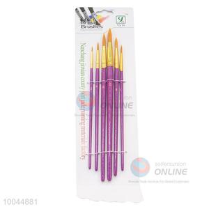 Hot Sale 6Pieces/Set Pointed Yellow Head Artist Paintbrush with Long Purple Wooden Handle
