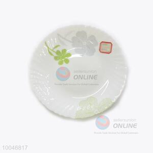 7.5inch Green Flower Heat Resistant Opal Glassware Opal Glass Opal Soup Plate