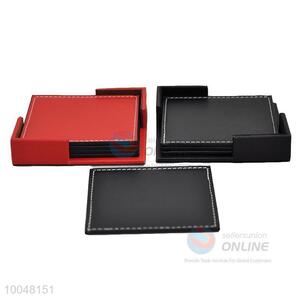 New arrivals black/red faux leather cup mat for household