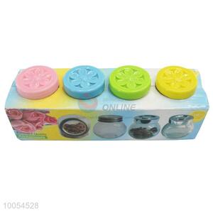 4 Pieces/Set Excellent Quality 8.3*5CM Kitchenware Glass Condiment Bottles with Colorful Covers