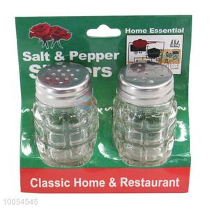 2 Pieces/Set Home Eseential 7.7*4CM Glass Condiment Bottle with Checks Pattern