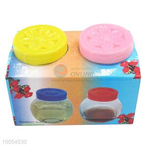 2 Pieces/Set Excellent Quality 8.3*5CM Kitchenware Glass Condiment Bottles with Colorful Covers