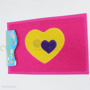 Hot sale rectangular rose drawing door mat with heart embossing